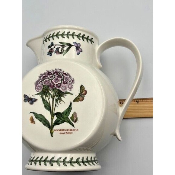 Portmeirion Botanic Garden 7 3/4" Coral Jug Pitcher Sweet William/Pansy England - Picture 8 of 8